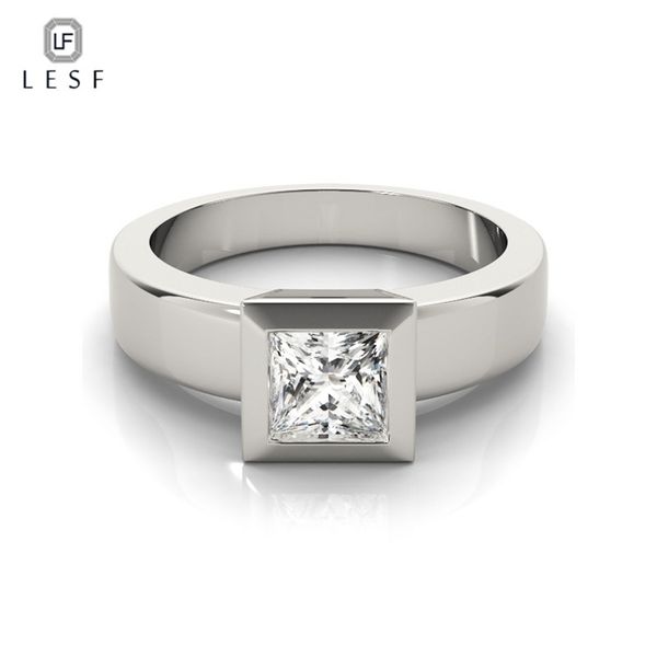 

lesf 925 sterling silver square cut women rings elegant engagement wedding finger ring female fine jewelry gift 211217, Slivery;golden