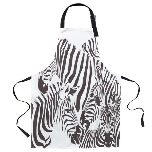 

aprons zebra animal printed kitchen cooking baking canvas sleeveless for women man kids home delantal cocina