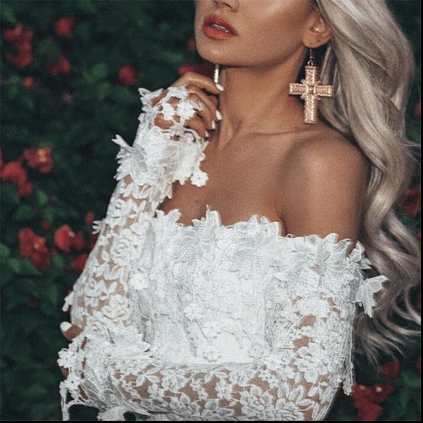 

new 2021 women lace patchwork elegant white slim long sleeve off shoulder cocktail party club bodycon mini pencil dress, Black;gray