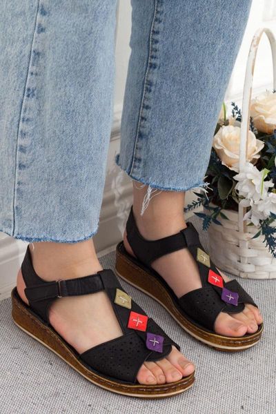 

sandals 507 black genuine soft leather women 's