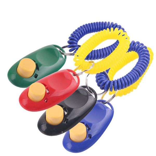 Treinamento para cães A7 Obediência Botão Clicker Pet Sound Trainer com Guia de Auxílio de Banda de Pulso Click Cães Ferramentas Suprimentos 11 Cores 100 Pc