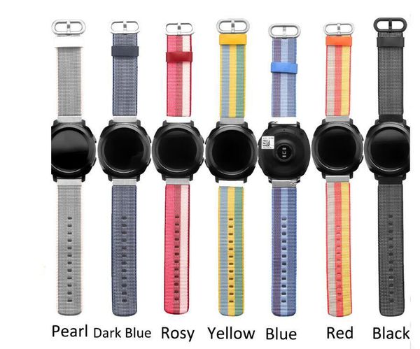 

watch bands 8 colors sport nylon watchband 20mm width for samsung gear strap metal buckle bandfor s2 classic, Black;brown