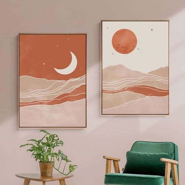 

paintings 12x16 inches modern abstract geometric wall art canvas sun and moon prints painting pictures living room home decor
