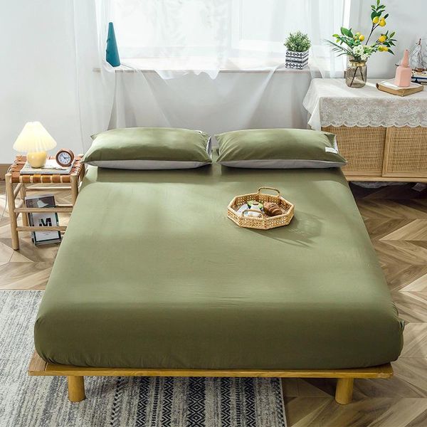 

sheets & sets 1 pc mattress cover on an elastic band pure cotton single size solid color fitted sheet sabanas cama bed for adult