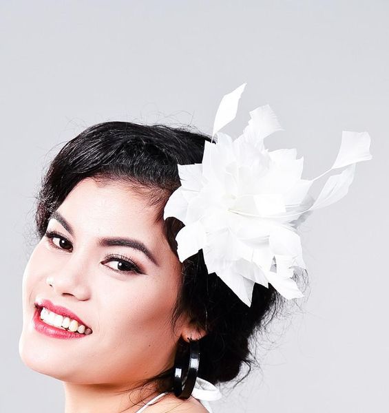 

hair accessories white nice feathers fascinator hat headwear elegant women ladies party event accessoiry suit for all seasons md16031