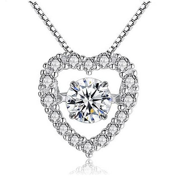 

pendant necklaces moonrocy silver color cz heart crystal necklace chokers for women girls drop wedding jewelry simple gift