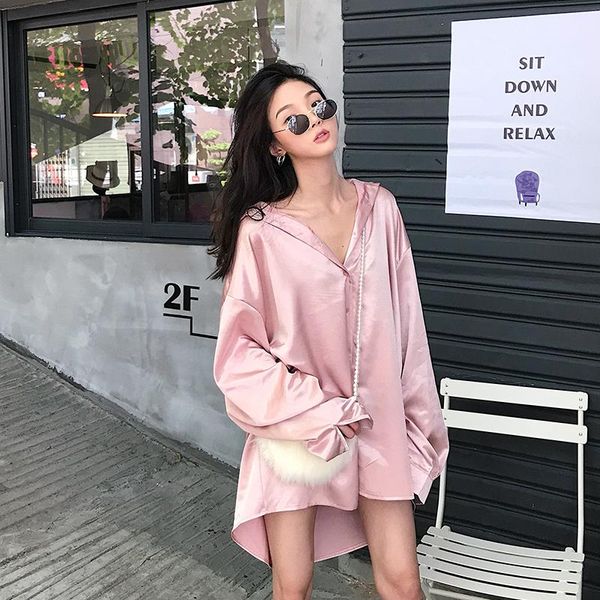 

women's blouses & shirts blouse long sleeve single-breasted plus size bf shirt lazy solid color women casual harajuku blusas mujer de, White