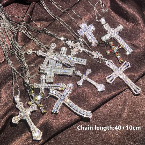 

europe women america ale 18k gift cz plated bling men fashion pendant nice for gold necklace white jewelry and cross dkqdq, Silver