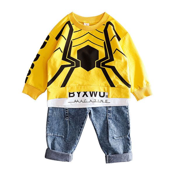 

1-6 t boys clothing set autumn spring kids baby spider suit casual sweater children clothing sets cotton kids clothing outfit, White