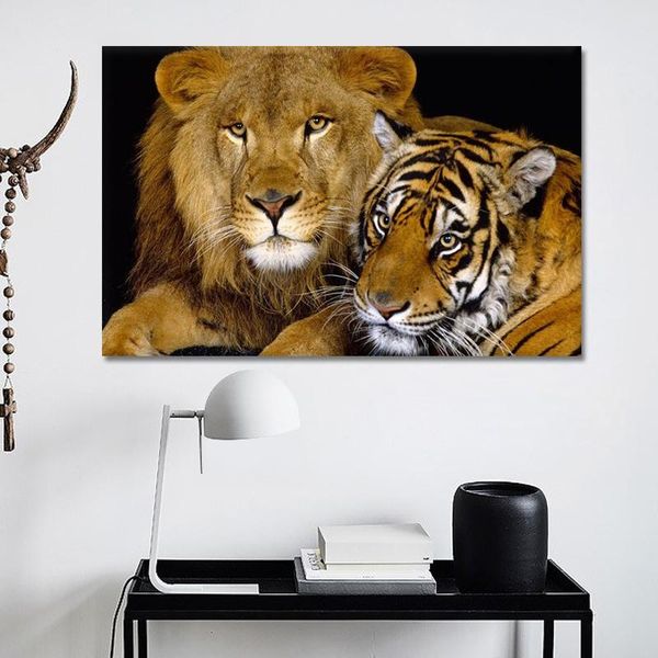 

paintings modern animal art posters and prints wall canvas painting lion tiger picture for living room home decoration frame