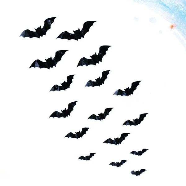 

wall stickers 16 pcs pvc 3d bat horrible decoration for living room bedroom (black)
