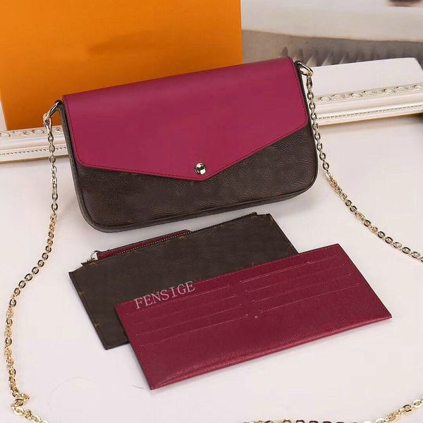 

fÃ©licie pochette wallet empreinte leather with bold cream flower print envelope shoulder bag detachable gold chain 3 multi clutch 0414-05