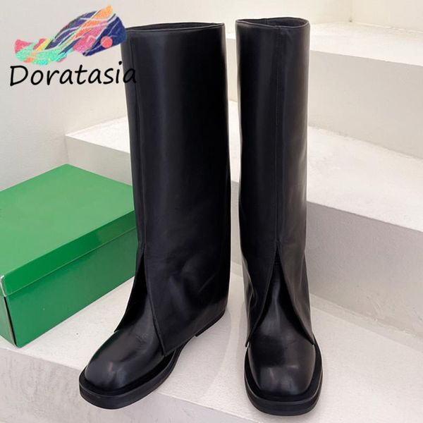 

boots doratasia ins 2021 brand women shoes black slip on round toe platform chunky women's trendy luxury