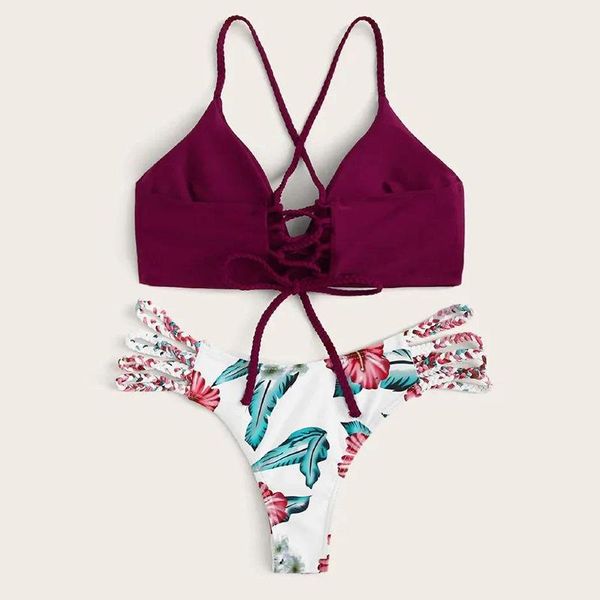 

women's swimwear 2021 women cut flower bikini brazilian swimsuit push-up bra set two piece swim suit beachwear bathing, White;black