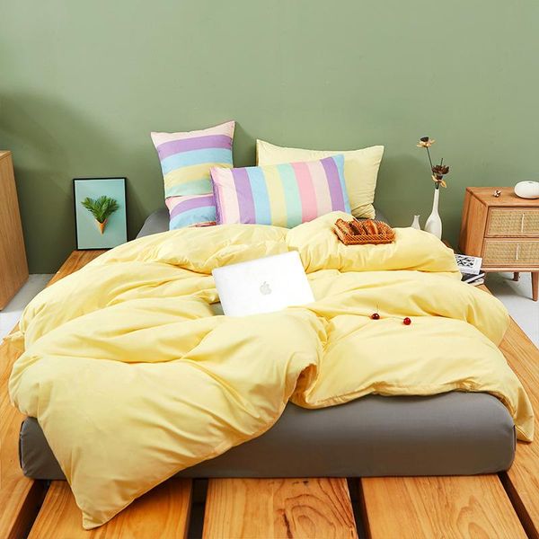 

bedding sets 3 pieces duvet cover set 2 color stitching bedclothes include yellow bedsheet pillowcase comforter and gray oceania