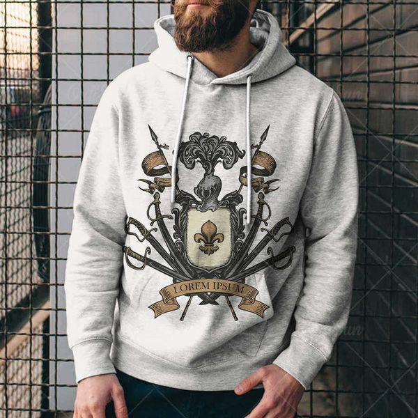 

summer fashion sweater digital printing crusader seri men's loose sports hoodiep620, Black