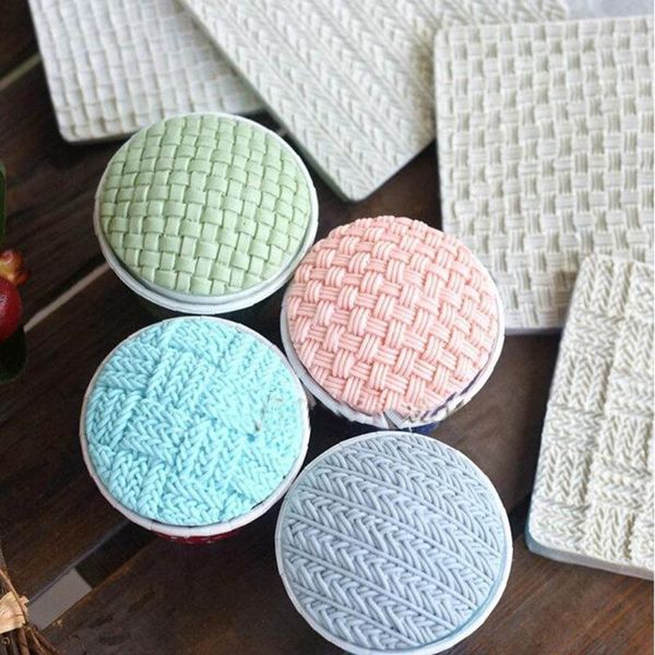 

baking moulds fondant silicone mold knitting sweater texture embossed mat pattern tool diy cake happy birthday wedding cakes