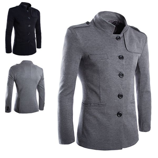 

men's roman stand collar casual zhongshan suit y015, White;black