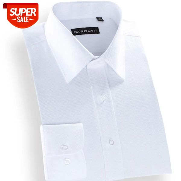 

5xl white men social shirts formal easy care blue twill long sleeve regular fit males office dress shirt without pocket #lr5g, White;black