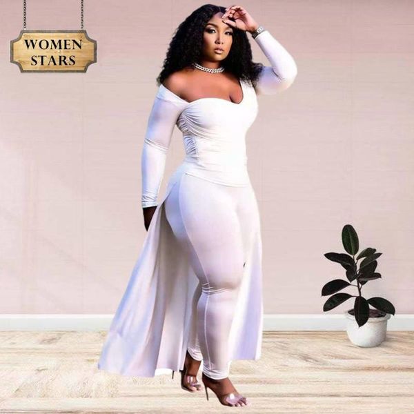 

women's two piece pants set women wholesale long style v neck leggings sets elegant fashion office lady outfit dropshpping, White