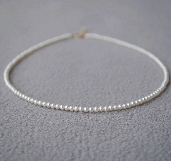 Collane con perline Gioielli di perle fini Perla di miglio 2MM-4MM Catena per clavicola dal design di lusso leggero
