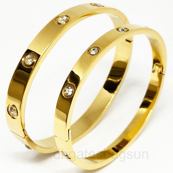 

fashion ten diamond men's and women's titanium steel silver gold rose tricolor bracelet vacuum plated stainless bracelet can be se, Black