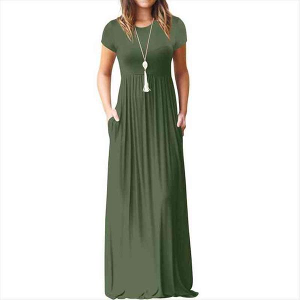 

long maxi summer loose women dress party floor length casual female short sleeve a line robe femme 2xl, Black;gray