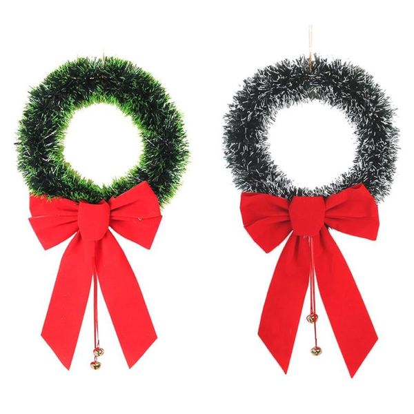

decorative flowers & wreaths 2021 christmas bow bells garland wreath door hanging decoration pendant for window living room 30cm