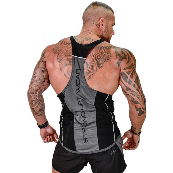 

2021 new men tank workout bodybuilding sleeveless shirt male cotton clothing casual singlet running sport gorilla vest undershirt t6jx, White;black