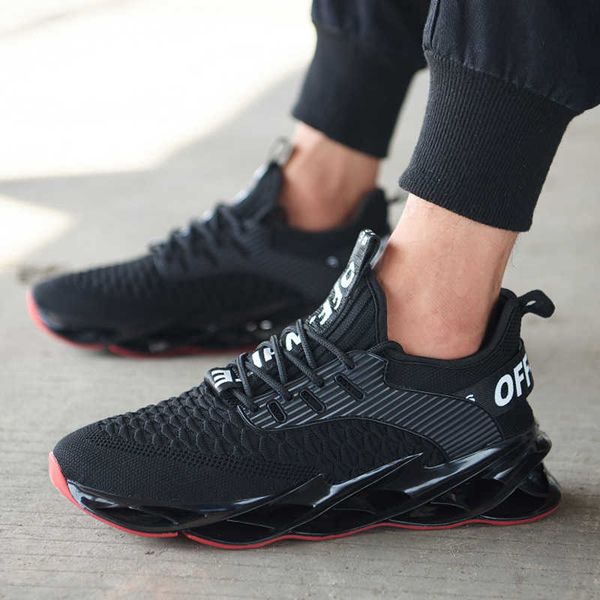 

men's sho with blade flying weave men's breathable mh red running casual dad's