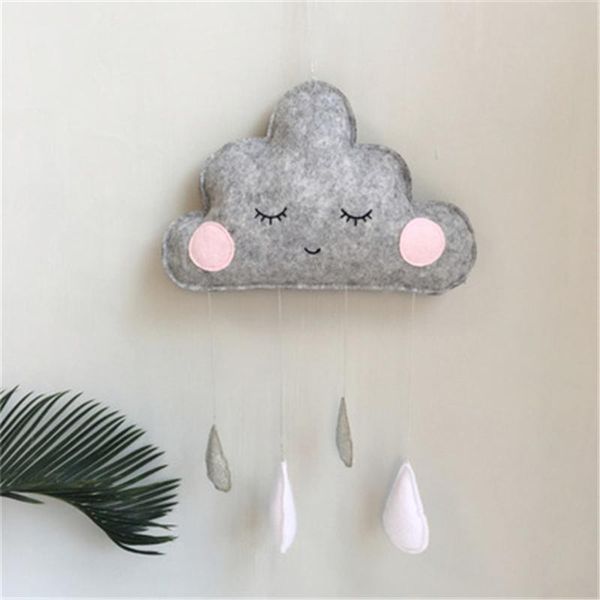 

nordic gray felt smile cloud wall hanging raindrop pendant for kids room baby tent hanging ornaments nursery decor p props
