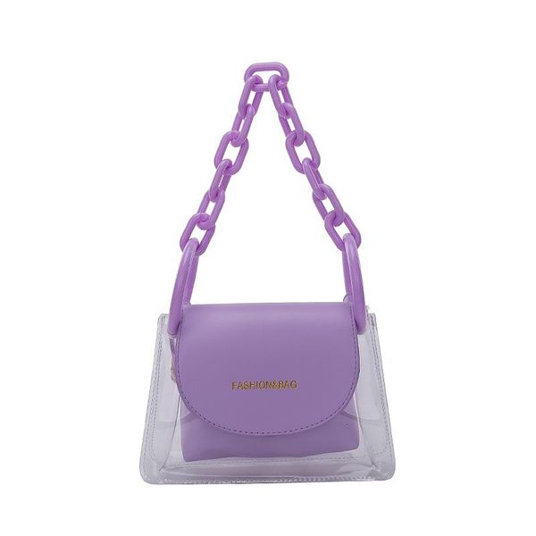 

jewelry pouches, bags fashion transparent portable bag women 2021 high-end two-piece chain shoulder messenger trendy, Pink;blue