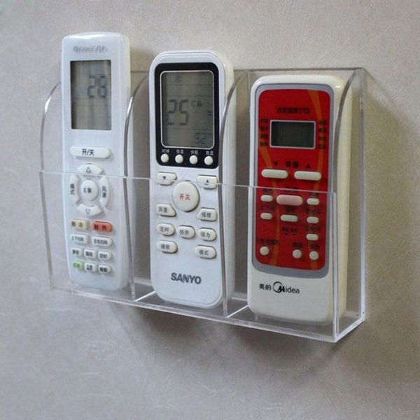 

storage boxes & bins clear acrylic remote control holder wall mount media organizer box (three compartments)