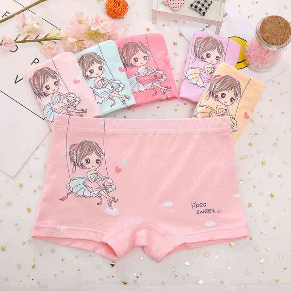 4 pezzi/lottp 2-15Y bambini biancheria intima di cotone di alta qualità ragazze mutandine modello carino bambini boxer bambino morbido pantaloni ragazza 211122