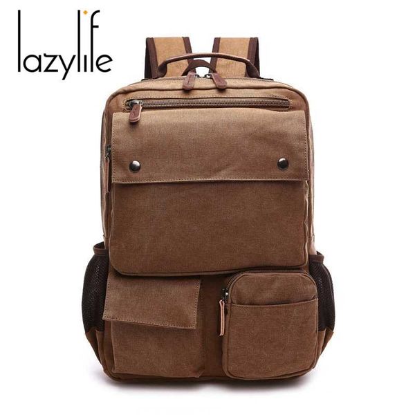 

backpack lazylife men male functional bags waterproof canvas big capacity bag school mochila
