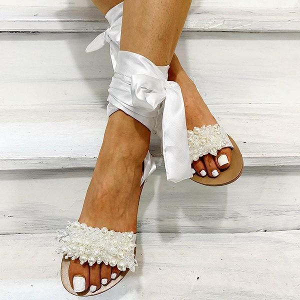 

slippers 2021 summer female sandals fashion lace up flat non slip casual band ladies shoes 35-43 beach zapatillas mujer casa, Black