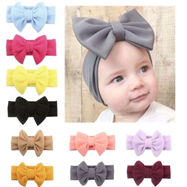 

ins baby hairband cotton bow wide headbands solid big bows infant headwrap elastic headwear hair accessories 11 colors dw4658, Slivery;white