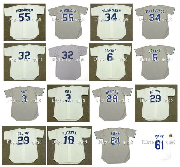 

throwback dodgers baseball jersey la fernando valenzuela 55 orel hershiser 32 sandy koufax 6 steve garvey 3 steve sax 29 adrian beltre 18 bi, Blue;black