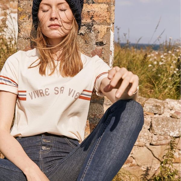 

new cotton print striped t shirt women letter short sleeve loose round collar elegant 2021 chic boyfriend casual tee retro je9n, White