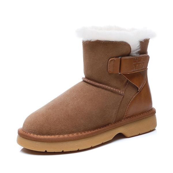 

boots winter for girls designer shoes woman booties casual snow ankle female 2021 brown plush platform women heels, Black