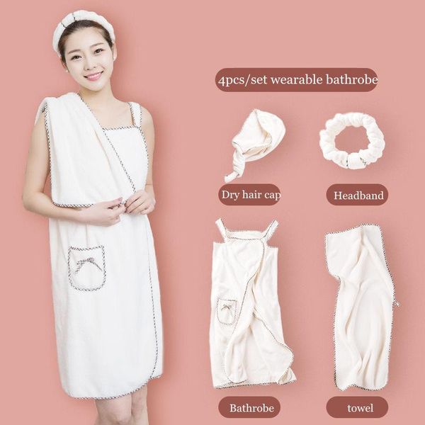 

towel 4pcs/set chic bath wearable towels superfine fiber solid color soft and absorbent cleaning plain el home bathroom