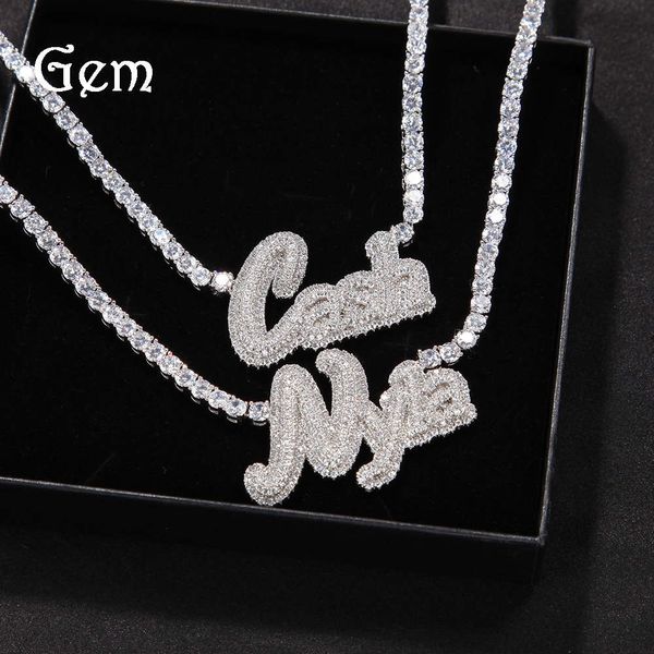 

mosaic open letter hip hop necklace new personality diy english name clavicle chain tennis chain, Silver