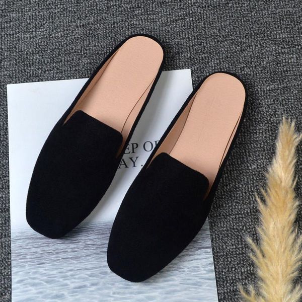 

slippers women party travel female mules shoes fashion low heels ladies plus size elegant woman slides home flip flops, Black