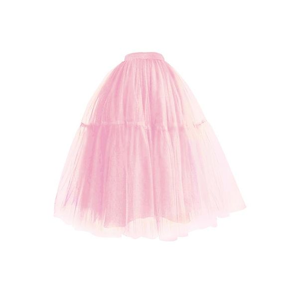 

skirts 5 layers 80cm candy color pleated skirt midi tulle high waist full lining tutu korean style party cpa1091, Black
