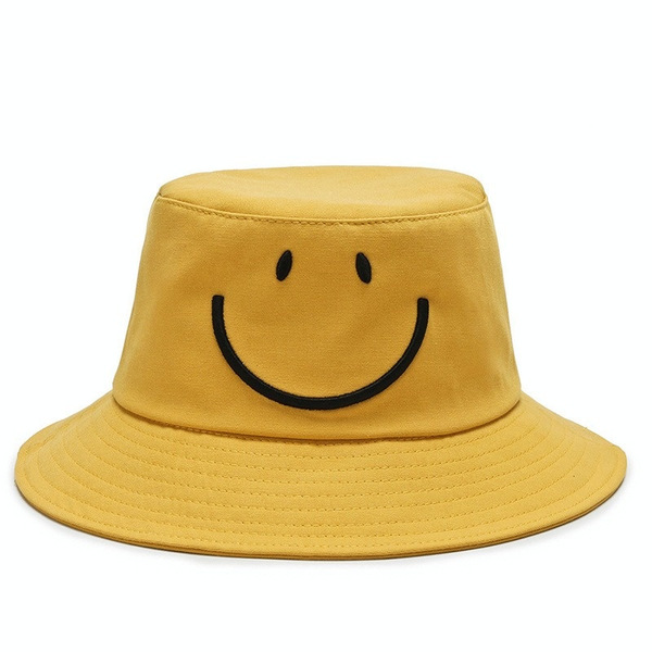 

hat ladies spring summer 2020 women summer korean new embroidered foldable smiling face hat tide season sunscreen fisherman hat, Blue;gray