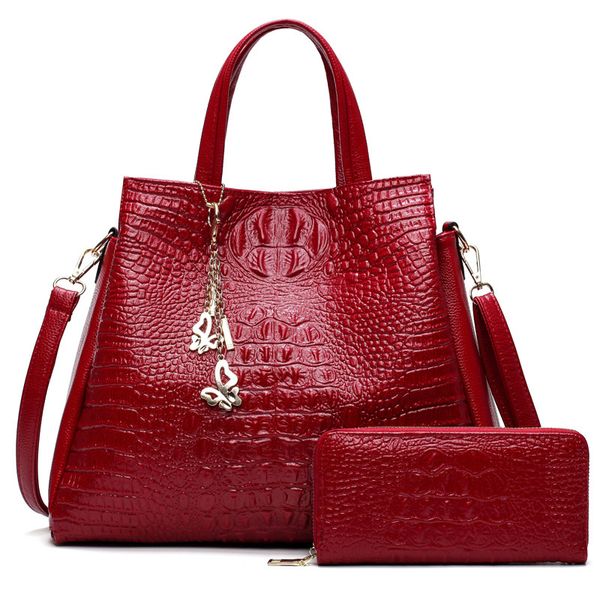 

crocodile leather purses and handbags women shoulder bags women messenger bags simple large capacity handbag 2 sets