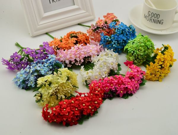 

home rayon flower, plum blossom, berry stamen, wedding car decoration, stars in the sky, diy, scrapbook, garland, 36 pieces