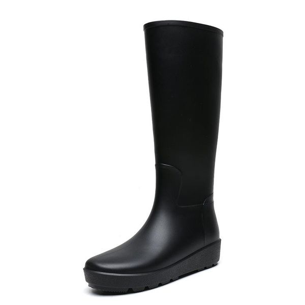 

boots 2021 version of tall women's rain wedge molded pvc slim style design water size 36-41, Black