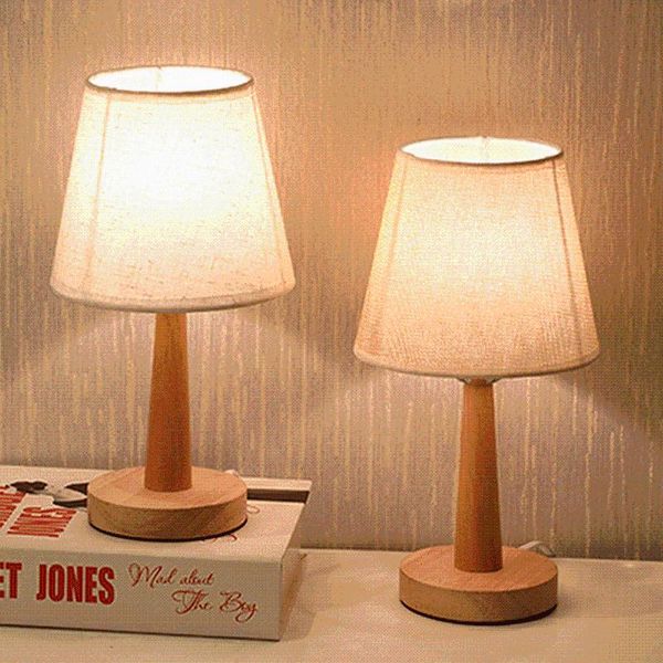 

usb simple decorative table lamp led solid wood bedside decorative night light bedside lamp for bedroom