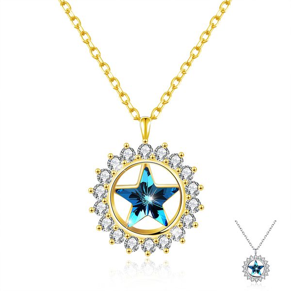 

zemior 925 sterling silver necklace for women austria crystal star round snowflake pendant popular birthday gifts fine jewelry